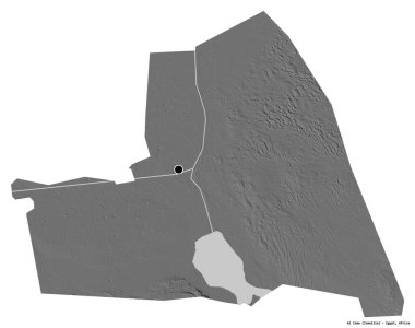 Mısır valisi Al Isma 'nın şekli, başkenti beyaz arka planda izole edilmiş. Çift seviyeli yükseklik haritası. 3B görüntüleme