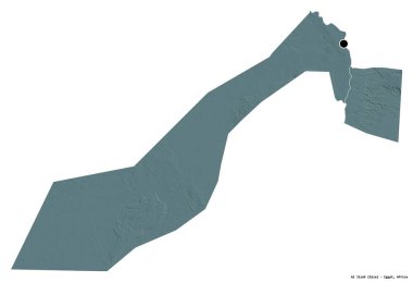 Mısır valisi Al Jizah 'ın şekli, başkenti beyaz arka planda izole edilmiş. Renkli yükseklik haritası. 3B görüntüleme