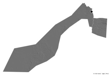 Mısır valisi Al Jizah 'ın şekli, başkenti beyaz arka planda izole edilmiş. Çift seviyeli yükseklik haritası. 3B görüntüleme