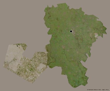 Mısır valisi Al Minufiyah 'ın şekli, başkenti sağlam bir renk arkaplanı ile izole edilmiş. Uydu görüntüleri. 3B görüntüleme