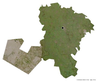 Mısır valisi Al Minufiyah 'ın şekli, başkenti beyaz arka planda izole edilmiş. Uydu görüntüleri. 3B görüntüleme