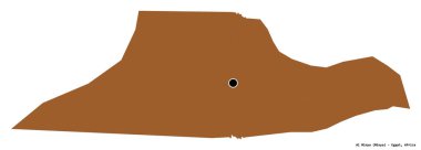 Mısır valisi Al Minya 'nın şekli, başkenti beyaz arka planda izole edilmiş. Desenli dokuların bileşimi. 3B görüntüleme