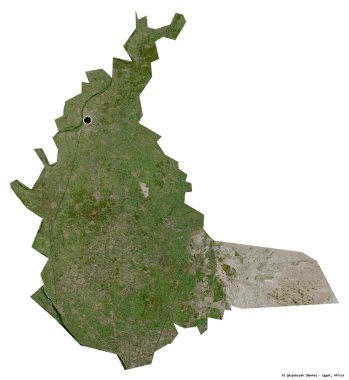 Mısır valisi Al Qalyubiyah 'ın şekli, başkenti beyaz arka planda izole edilmiş. Uydu görüntüleri. 3B görüntüleme