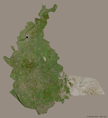 Mısır valisi Al Qalyubiyah 'ın şekli, başkenti katı bir renk arka planına izole edilmiş. Uydu görüntüleri. 3B görüntüleme