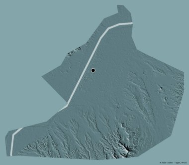 Mısır valisi Al Uqsur 'un şekli, sermayesi koyu renk arka planda izole edilmiş. Renkli yükseklik haritası. 3B görüntüleme