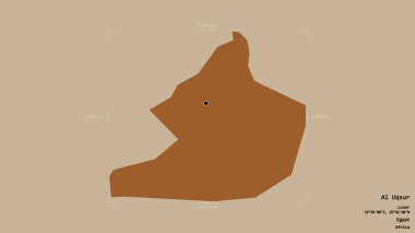 Al Uqsur bölgesi, Mısır valisi, jeoreferatlı bir sınır kutusunda sağlam bir arka planda izole edilmiş. Etiketler. Desenli dokuların bileşimi. 3B görüntüleme