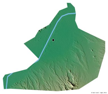 Mısır valisi Al Uqsur 'un şekli, başkenti beyaz arka planda izole edilmiş. Topografik yardım haritası. 3B görüntüleme