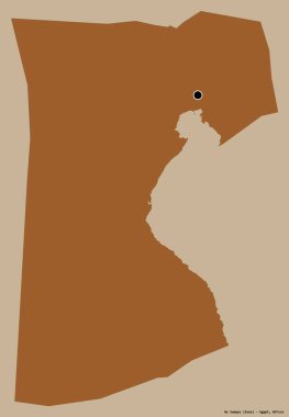 Mısır valisi As Suways 'in şekli, başkenti katı renk arka planında izole edilmiş. Desenli dokuların bileşimi. 3B görüntüleme