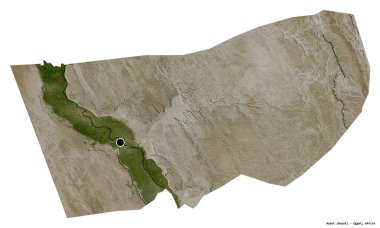 Mısır valisi Asyut 'un şekli, başkenti beyaz arka planda izole edilmiş. Uydu görüntüleri. 3B görüntüleme