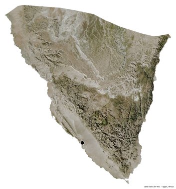 Mısır valisi Janub Sina 'nın bembeyaz arka planda bulunan başkenti. Uydu görüntüleri. 3B görüntüleme