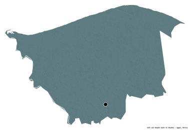 Kafr ash Shaykh, Mısır valisi, başkenti beyaz arka planda izole edilmiş. Renkli yükseklik haritası. 3B görüntüleme