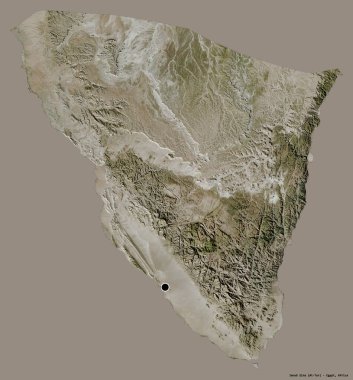 Mısır valisi Janub Sina 'nın şekli, sermayesi koyu renk arka planda izole edilmiş. Uydu görüntüleri. 3B görüntüleme