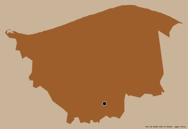 Mısır valisi Kafr ash Shaykh 'ın şekli, başkenti katı bir renk arkaplanı ile izole edilmiştir. Desenli dokuların bileşimi. 3B görüntüleme