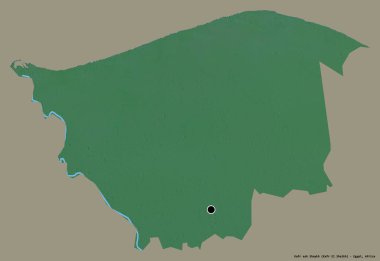 Mısır valisi Kafr ash Shaykh 'ın şekli, başkenti katı bir renk arkaplanı ile izole edilmiştir. Topografik yardım haritası. 3B görüntüleme