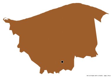 Kafr ash Shaykh, Mısır valisi, başkenti beyaz arka planda izole edilmiş. Desenli dokuların bileşimi. 3B görüntüleme