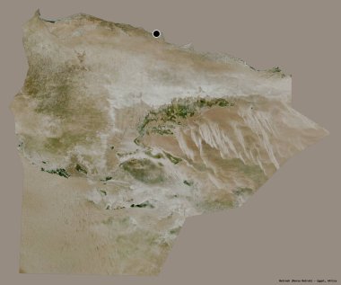 Mısır valisi Matrouh 'un şekli, sermayesi koyu renk arka planda izole edilmiş. Uydu görüntüleri. 3B görüntüleme