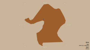 Qina bölgesi, Mısır valisi, katı bir arka planda izole edilmiş bir sınır kutusunda. Etiketler. Desenli dokuların bileşimi. 3B görüntüleme