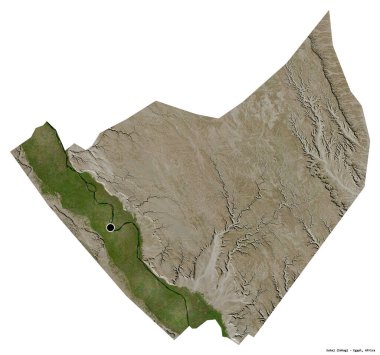 Mısır valisi Suhaj 'ın şekli, başkenti beyaz arka planda izole edilmiş. Uydu görüntüleri. 3B görüntüleme