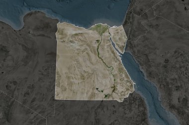 Mısır 'ın şekli, komşu bölgelerin dedoygunluğuyla ayrılır. Sınırlar. Uydu görüntüleri. 3B görüntüleme