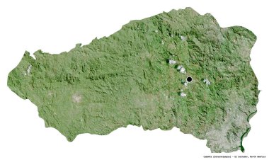 Beyaz arka planda başkenti izole edilmiş El Salvador Bölümü, Cabanas 'ın şekli. Uydu görüntüleri. 3B görüntüleme