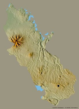Cuscatlan 'ın şekli, El Salvador departmanı, başkenti katı bir renk arka planına sahip. Topografik yardım haritası. 3B görüntüleme