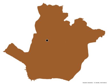 Sonsonat 'ın şekli, El Salvador departmanı, başkenti beyaz arka planda izole edilmiş. Desenli dokuların bileşimi. 3B görüntüleme
