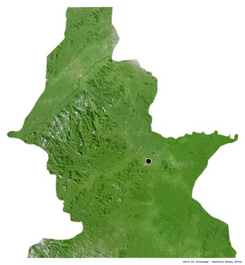 Centro Sur, Ekvator Ginesi ili, başkenti beyaz arka planda izole edilmiş. Uydu görüntüleri. 3B görüntüleme