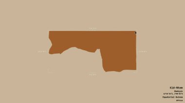 Kie-Ntem bölgesi, Ekvator Ginesi bölgesi, jeoreferatlı bir sınır kutusunda katı bir arka planda izole edilmiş. Etiketler. Desenli dokuların bileşimi. 3B görüntüleme