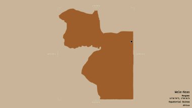 Wele-Nzas bölgesi, Ekvator Ginesi ili, jeoreferatlı bir sınır kutusunda katı bir arka planda izole edilmiş. Etiketler. Desenli dokuların bileşimi. 3B görüntüleme