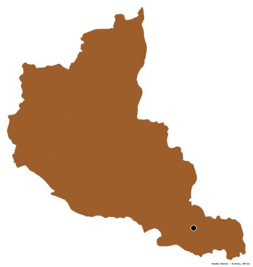 Eritre bölgesinin başkenti Anseba 'nın beyaz arka planda izole edilmiş hali. Desenli dokuların bileşimi. 3B görüntüleme