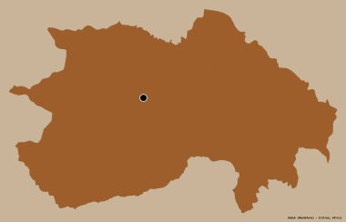 Debub 'un şekli, Eritre bölgesi, başkenti katı renk arkaplanı ile izole edilmiştir. Desenli dokuların bileşimi. 3B görüntüleme