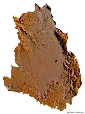 Eritre 'nin Maekel bölgesi, başkenti beyaz arka planda izole edilmiştir. Topografik yardım haritası. 3B görüntüleme