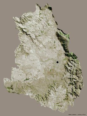 Eritre 'nin Maekel bölgesi, başkenti katı renk arkaplanı ile izole edilmiştir. Uydu görüntüleri. 3B görüntüleme