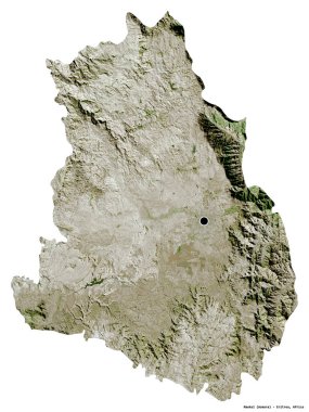 Eritre 'nin Maekel bölgesi, başkenti beyaz arka planda izole edilmiştir. Uydu görüntüleri. 3B görüntüleme