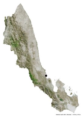 Eritre bölgesi Semenawi Keyih Bahri 'nin şekli, başkenti beyaz arka planda izole edilmiştir. Uydu görüntüleri. 3B görüntüleme