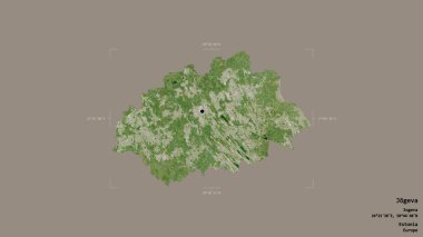 Jogeva bölgesi, Estonya eyaleti, jeoreferatlı bir sınır kutusunda sağlam bir arka planda izole edilmiş. Etiketler. Uydu görüntüleri. 3B görüntüleme