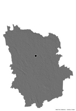 Estonya 'nın başkenti Laane-Viru' nun beyaz arka planda izole edilmiş hali. Çift seviyeli yükseklik haritası. 3B görüntüleme