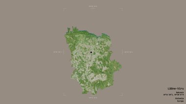 Estonya 'nın Laane-Viru bölgesi, jeoreferatlı bir sınır kutusunda sağlam bir arka planda izole edilmiş. Etiketler. Uydu görüntüleri. 3B görüntüleme