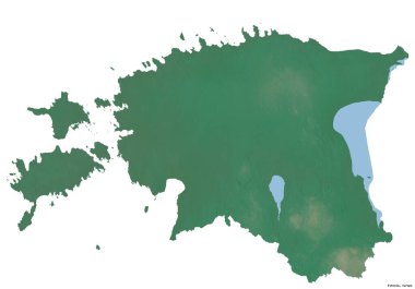 Başkenti beyaz arka planda izole edilmiş Estonya 'nın şekli. Topografik yardım haritası. 3B görüntüleme