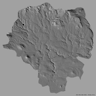 Etiyopya 'nın başkenti Addis Abeba' nın katı renk arkaplanı ile izole edilmiş hali. Çift seviyeli yükseklik haritası. 3B görüntüleme