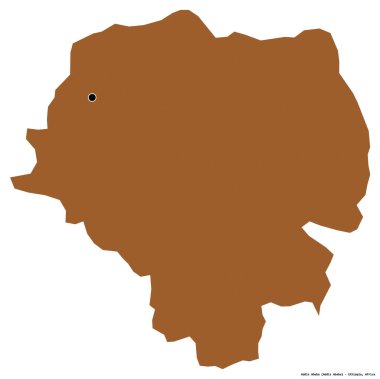 Etiyopya 'nın başkenti Addis Abeba' nın beyaz arka planda izole edilmiş hali. Desenli dokuların bileşimi. 3B görüntüleme