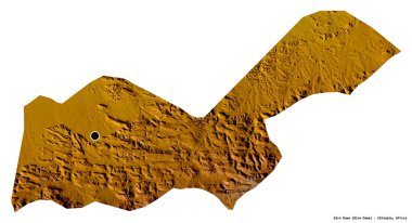 Etiyopya 'nın başkenti Dire Dawa' nın beyaz arka planda izole edilmiş hali. Topografik yardım haritası. 3B görüntüleme