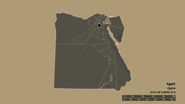 Forma Dessaturada Egito Com Sua Capital Principal Divisão Regional Área — Fotografia de Stock