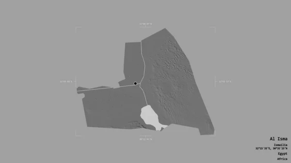 埃及省Al Isma的一个地区 在一个地理参照框的坚实背景下被隔离 Bilevel高程图 3D渲染 — 图库照片