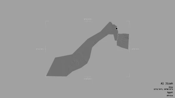 Området Jizah Egyptens Guvernör Isolerat Solid Bakgrund Georefererad Avgränsningsbox Etiketter — Stockfoto