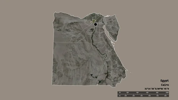 主要な地域部門と分離されたアル ミヌフィヤ地域とエジプトの荒廃した形 ラベル 衛星画像 3Dレンダリング — ストック写真