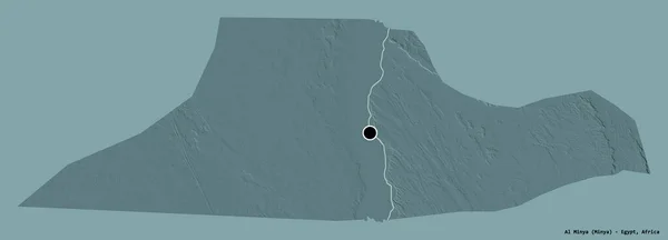 Forma Minya Governadoria Egito Com Sua Capital Isolada Fundo Cor — Fotografia de Stock