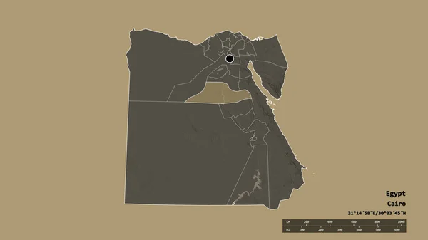 Αφυδατωμένο Σχήμα Της Αιγύπτου Πρωτεύουσα Κύρια Περιφερειακή Διαίρεση Και Την — Φωτογραφία Αρχείου