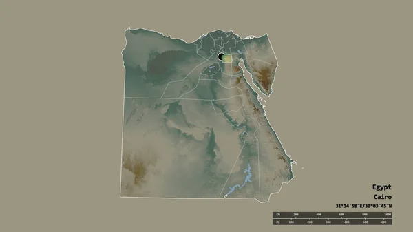 Başkenti Ana Bölgesel Bölümü Ayrılmış Kahire Bölgesi Ile Mısır Deforme — Stok fotoğraf