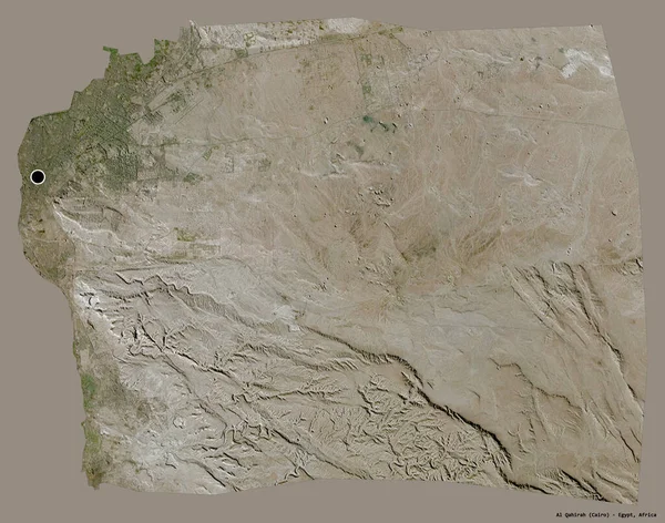 エジプトの統治者アル カヒラーの形で その首都はしっかりとした色の背景に隔離されています 衛星画像 3Dレンダリング — ストック写真